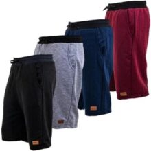 Kit 4 Bermudas Shorts Moletom Masculina Academia by ZRC (BR Alfa GG Regular Regular Preto/Marinho/Cinza/Bordô)