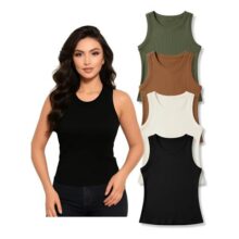 Kit 4 Blusinhas Regata Canelada Feminina Moda E Conforto