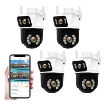 Kit 4 câmeras de segurança a28b 4k ultra hd 6mp ip wifi 2.4g lente dupla visão noturna infravermelho sensor de movimento pir detecção inteligente rota