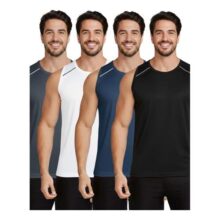Kit 4 Camisa Regatas Adulto Basica Lisa Dry Fit Treino