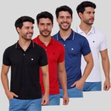 Kit 4 Camiseta Gola Polo Masculina Basica Camisa Lisa