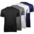 Kit 4 Camisetas Masculinas Básicas Conforto Lisas Poliéster Premium (BR, Alfa, GG, Regular, Preto/Azul/Cinza/Branco)