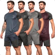 Kit 4 Conjuntos Dry Fit Masculino Camisas + Shorts Academia