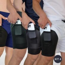 Kit 4 Shorts 2 Em 1 Dryfit Masculino Corrida Academia Treino