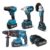 Kit 4em1 Parafusadeira Impacto Furadeira Esmeril Motores Sem Escova Baterias Longa-duração 21v 2 Baterias Azul-marinho