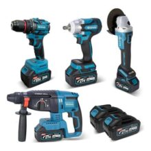 Kit 4em1 Parafusadeira Impacto Furadeira Esmeril Motores Sem Escova Baterias Longa-duração 21v 2 Baterias Azul-marinho