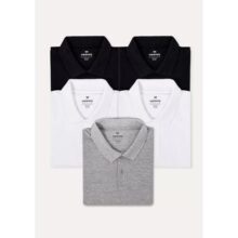 Kit 5 Camisas Polo Básica Masculina Manga Curta Hering