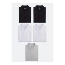 Kit 5 Camisas Polo Básica Masculina Manga Curta Hering