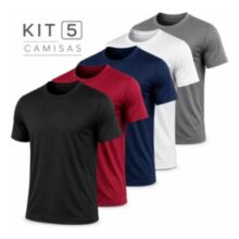 Kit 5 Camisetas Básicas Masculina Dry Fit Lisa