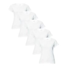 Kit 5 Camisetas Feminina Manga Curta Branca Hering Branco Liso G