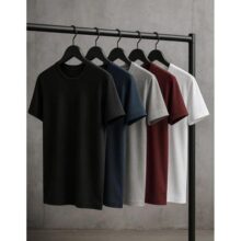 Kit 5 Camisetas Masculinas Slim Fit  Básicas Algodão Premium