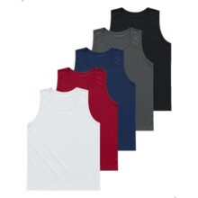 Kit 5 Camisetas Regata Masculina Lisa Básica