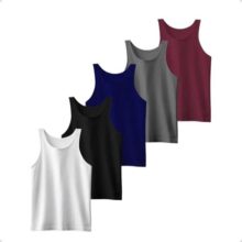 Kit 5 Camisetas Regatas Masculina Lisa Básica Academia Dry