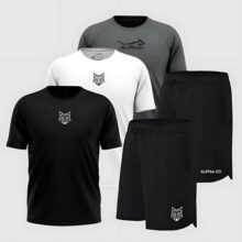 Kit 5 Peças Dry 3 Camisetas E 2 Bermudas Alpha Co
