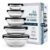 Kit 5 Potes Hermético De Vidro Retangular Tampa 1500ml