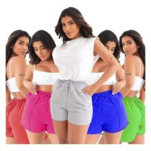 Kit 5 Short Soltinho Duna Feminino Verão Bermuda Lisa Curta