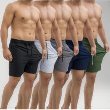 Kit 5 Shorts Masculino Praia C Lycra Tactel Academia Bermuda
