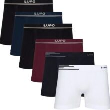 Kit 6 Cuecas Box Sem Costura Boxer Lupo Microfibra Original