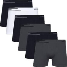 Kit 6 Cuecas Boxer Lupo Microfibra Poliamida Sem Costura Adulto Masculino, Tamanhos P, M e GG