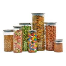 Kit 7 Potes Vidro Tampa Inox Hermético