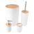 Kit Banheiro Completo Lixeira Porta Escova Sabonete Bambu