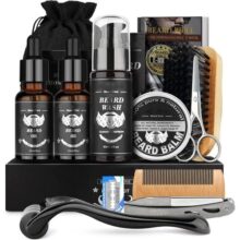 Kit Barba Masculino 12 em 1, com Rolo de Crescimento de Barba, Navalha, Shampoo, Pente, Escova, Oleo e Balm para Barba, Kit Presente Masculino Criativo para Dia Dos Namorados, Namorado, Pais, Homem
