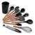 Kit C12 Utensílios De Cozinha Silicone Cabo Madeira