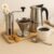 Kit Café 3 Peças com Cafeteira Italiana para 2 Xícaras + Moedor Manual Inox + Filtro Reutilizável Ideal para Caf