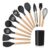 Kit com 12 Utensílios De Cozinha Em Silicone Cabo Madeira