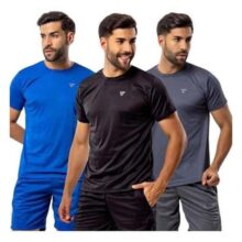 Kit Com 3 Conjuntos Academia Masculino Dry Fit Shorts+camisa