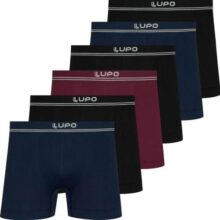 Kit com 6 Cuecas Lupo Boxer Sem Costura Microfibra