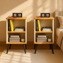 Kit Conjunto 2 Mesa De Cabeceira Retro Cama Quarto Charme