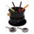 Kit Conjunto Aparelho Para Fondue Completo 11 Peças Inox Cor Preto