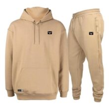 Kit Conjunto Moletom Calça Masculino Cordão Neon Borzzi Bege