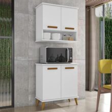 Kit de Cozinha Mavi – Balcão + Armário Aéreo para Transformar Sua Cozinha (Cedro/Preto)