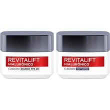 Kit de Skincare L’Oréal Paris Revitalift Hialurônico Creme Diurno FPS 20 + Creme Noturno, Tratamento Antirrugas Preenchedor com Ácido Hialurônico Puro 49g