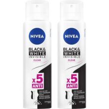 Kit Desodorante Aerossol Nivea Black & White Clear 150ml – 2 Unidades, Nivea, Pacote De 2