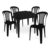 Kit Mesa Quadrada De Plástico + 4 Cadeira Resistente P/ Jardim Bar Restaurante Sorveteria Cor Preto Ps Móveis