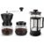 Kit Moedor de Café Manual e Cafeteira Prensa Francesa em Aço Inox Recipiente Extra de Vidro para Guardar Grãos Moinho de Cerâmica Para Café Especial Controle de Moagem Material Premium e Resistente