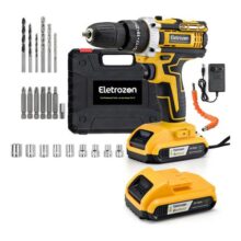 Kit Parafusadeira Furadeira De Impacto Profissional Com Luz 2 Baterias 24v Com Maleta + Acessórios Amarelo 60 Hz