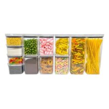 Kit Potes Porta Mantimento Hermético Quadrado Cozinha 12 Uni