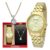 Kit Relógio Mondaine Feminino Dourado com Colar e Brincos 32610LPMKDE1K1