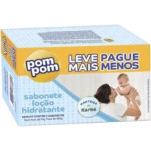 Kit Sabonete em Barra Pom Pom Loção Hidratante com 5 unidades de 70g cada