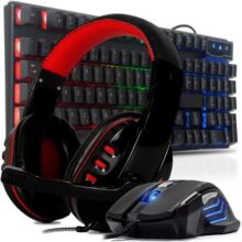 Kit Teclado Gamer Semi Mecanico pc Ps4 Abnt2 Headset Fone de Ouvido Gamer Estéreo e Mouse Led 3200 Dpi Para Jogos Ps4 Ps5 Pc Gamer Notebook …