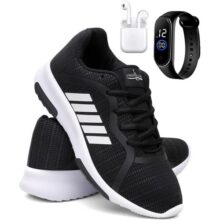 Kit Tênis Masculino Esporte Corrida Academia Macio + Relógio e Fone