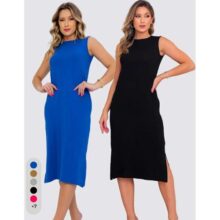 Kit Vestido Básico De Malha Soltinho Midi Longo De Viscose