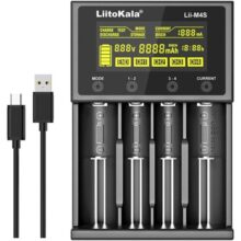 LiitoKala Carregador de bateria Lii-M4S 18650 Smart Universal Charger Display LCD para 26700 18650 26650 21700 AA Touch Button Display LCD Teste a capacidade da bateria