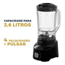 Liquidificador Britânia 2,6L 4 Velocidades Preto Diamante 1100