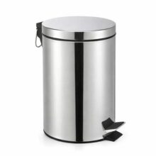 Lixeira Inox 12L com Pedal e Tampa Redonda 40cm Abertura Sem Mãos Compacta para Cozinha Banheiro Escritório Fácil Limpeza