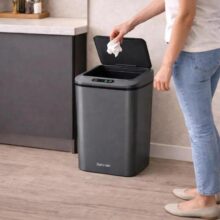 Lixeira Inteligente 16L Sensor Automático Sem Contato Recarregável USB Cor Preto Smart Para Banheiro Cozinha Moderna Tampa Touchless Abertura Automáti